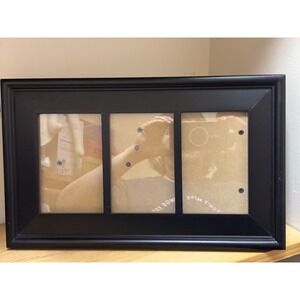 Black Tri Panel Photo Frame Picture Display Tabletop or Wall Mount